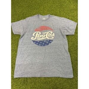 Pepsi Cola T Shirt Mens Large Blue Patriotic Stars and Stripes  Crewneck